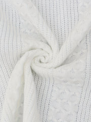 Solid Jacquard Long Sleeve Open Front Cardigan