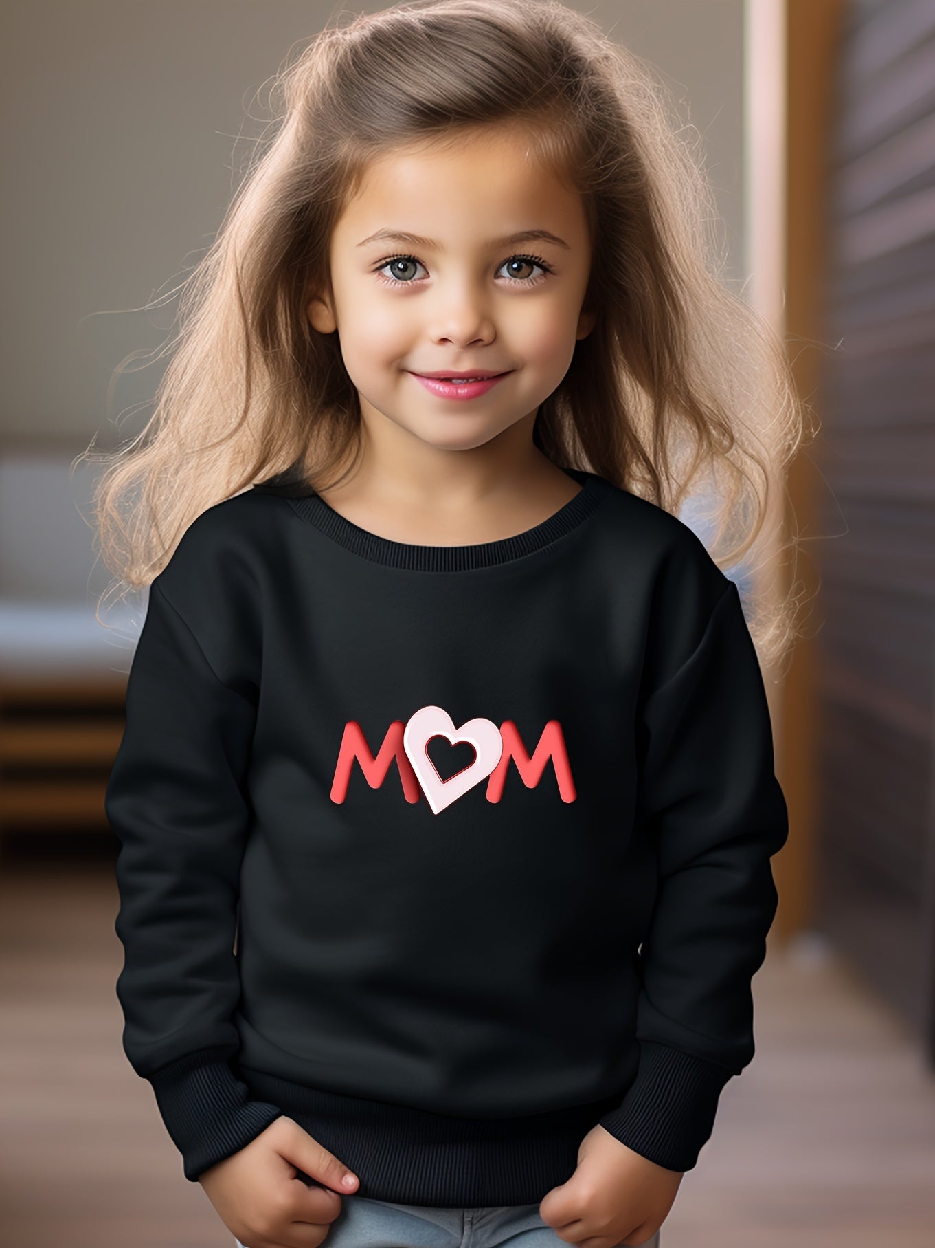 Girls Mom Pattern Crew Neck Sweatshirt Spring Fall Christmas Gift