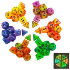 Faceted Luminous Resin Dice Set for Party Game Night