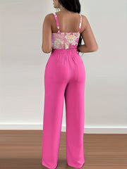 Sexy Two piece Pants Set Crop Cami Top & Straight Leg Pants