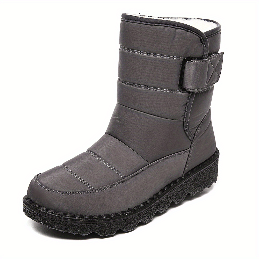 Women's Solid Platform Snow Boots Casual Plush Lined Hook & Loop Boots