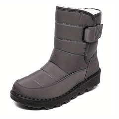 Women's Solid Platform Snow Boots Casual Plush Lined Hook & Loop Boots