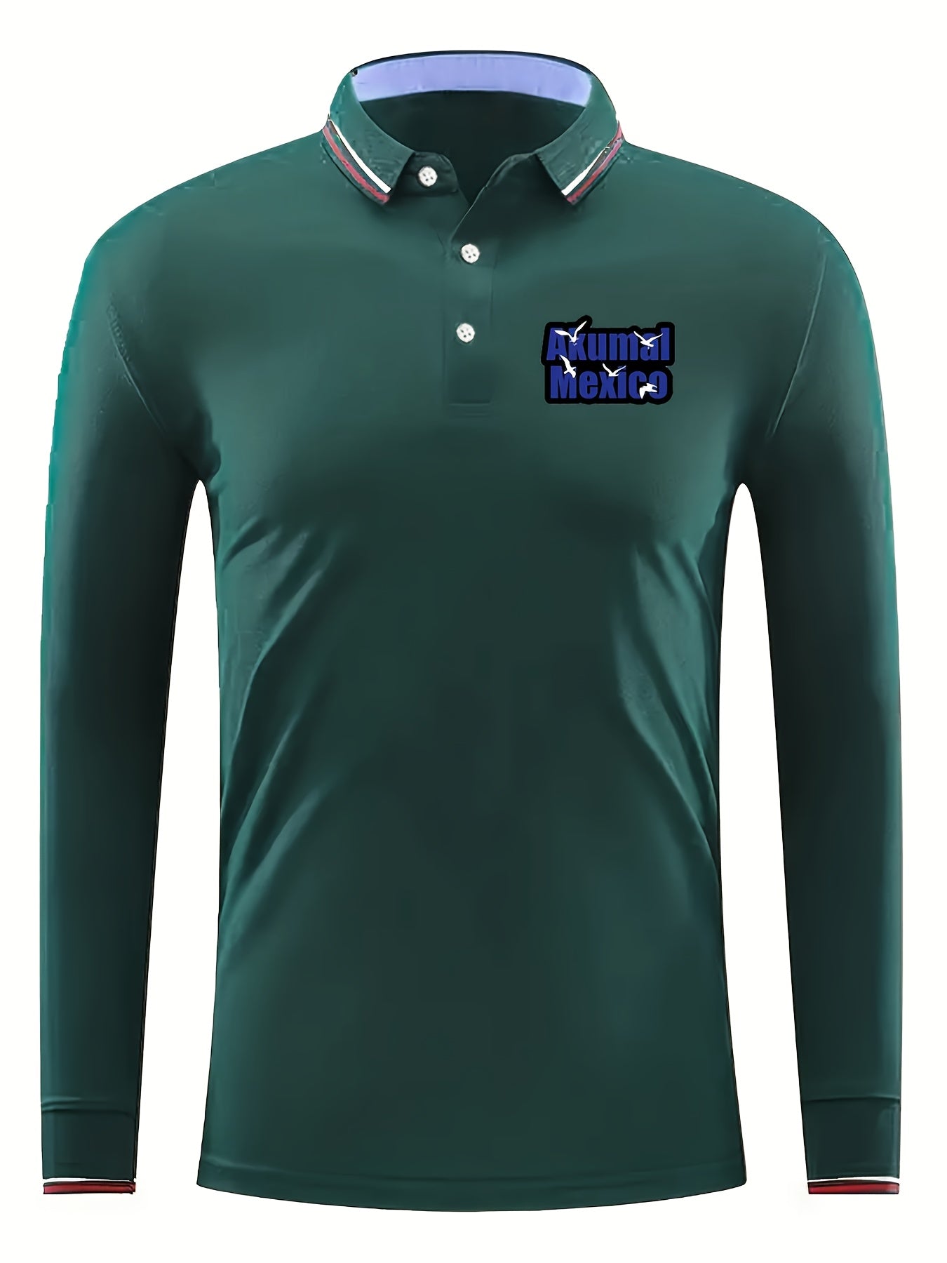AKUMAL MEXICO Men's Custom Fit Long Sleeve Polo Shirt