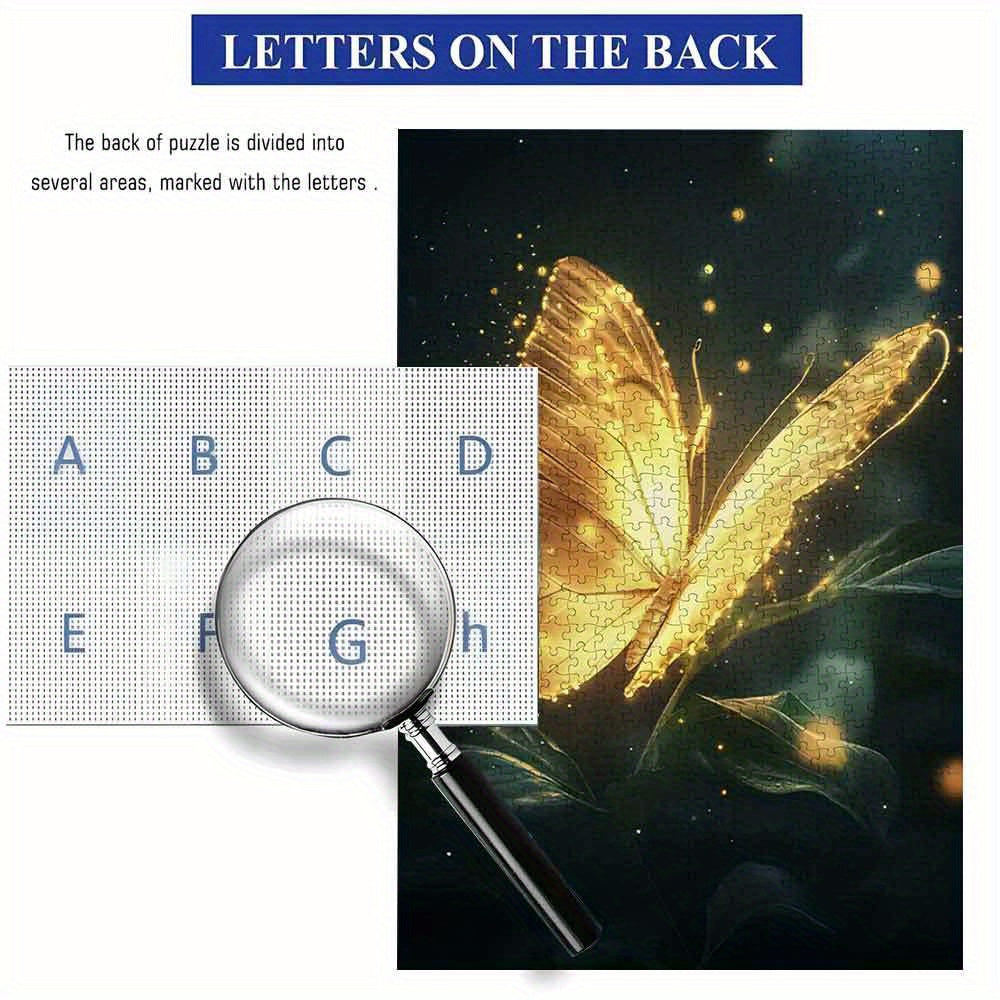 1000pcs Glowing Golden Butterfly Jigsaw Puzzle - Challenging Intermediate Puzzle