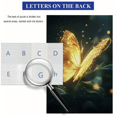 1000pcs Glowing Golden Butterfly Jigsaw Puzzle - Challenging Intermediate Puzzle