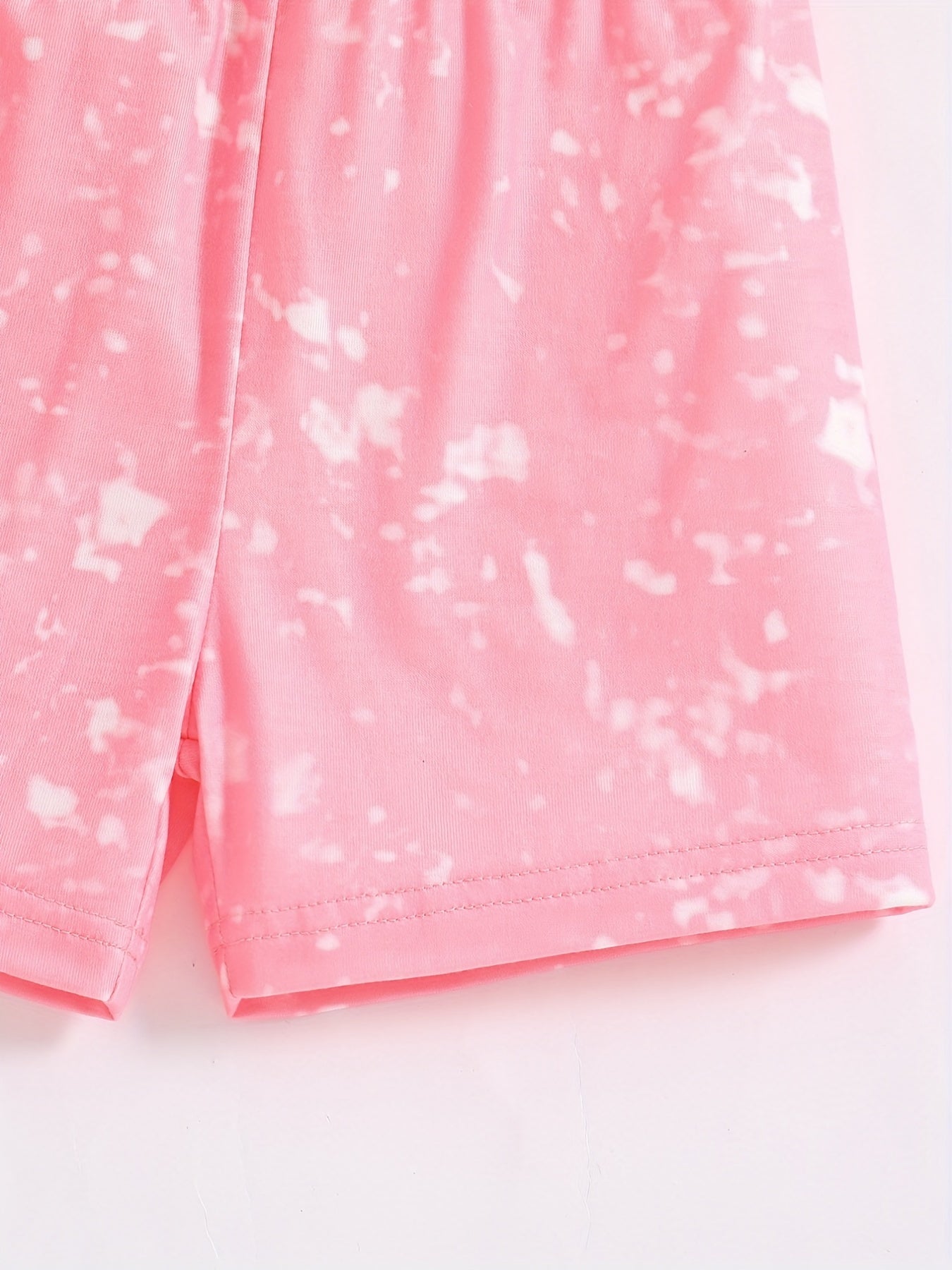 2pcs Toddler Girls Tie Dye Bow Figure Graphic T Shirts & Shorts Set