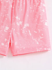 2pcs Toddler Girls Tie Dye Bow Figure Graphic T Shirts & Shorts Set
