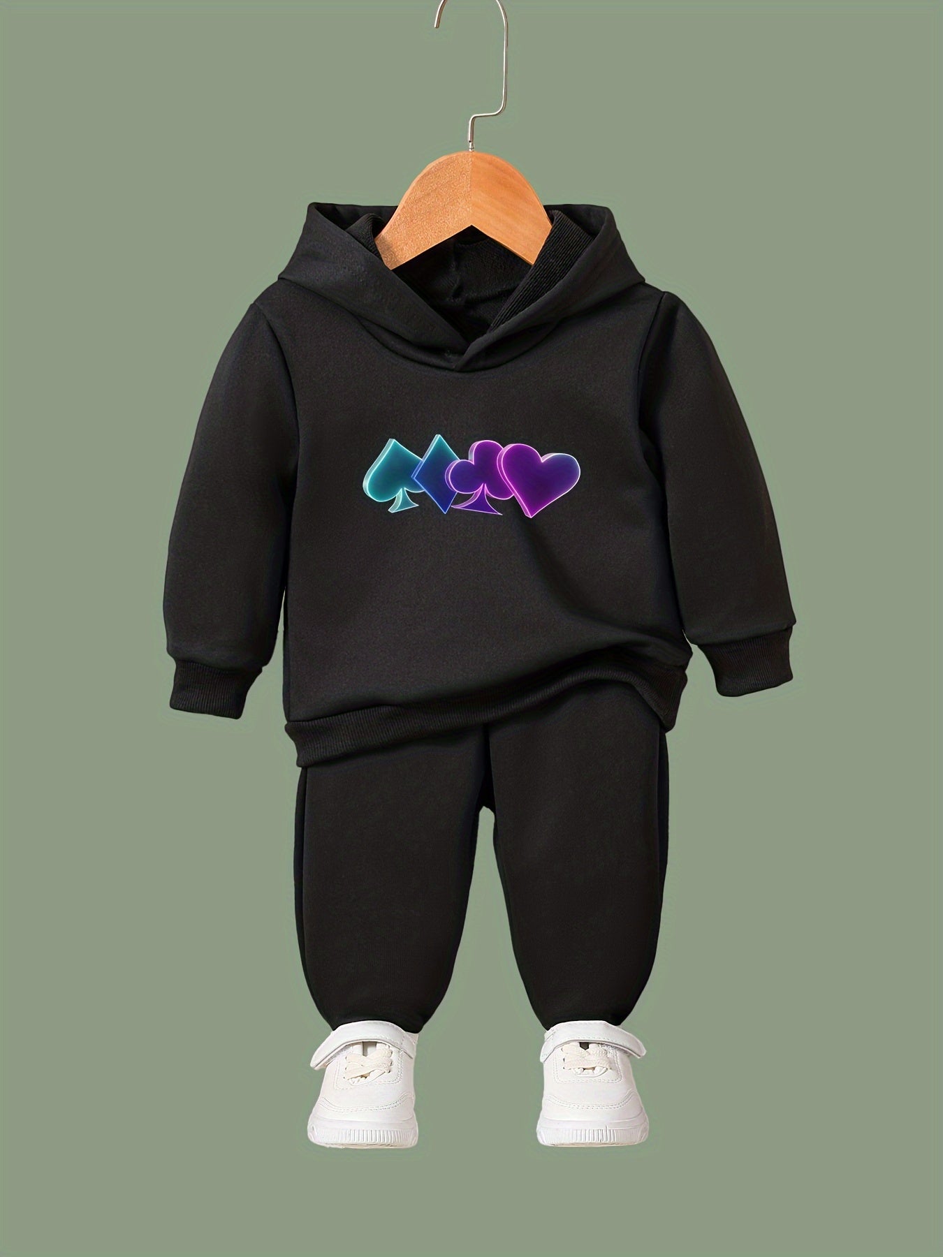 Girls 2pc Cartoon Hooded Sweatshirt & Sweatpants Set Kids Clothes For Girls
