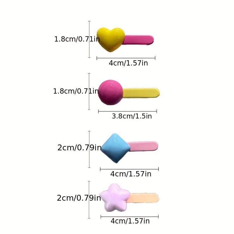 7pcs Heart Square Star Hairpin Girls Hair Accessories