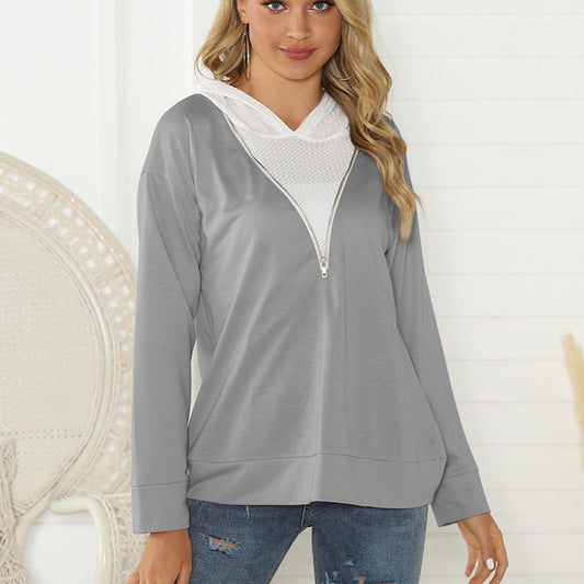 Contrast Zip Hoodie Active Sweatshirt