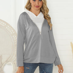 Contrast Zip Hoodie Active Sweatshirt