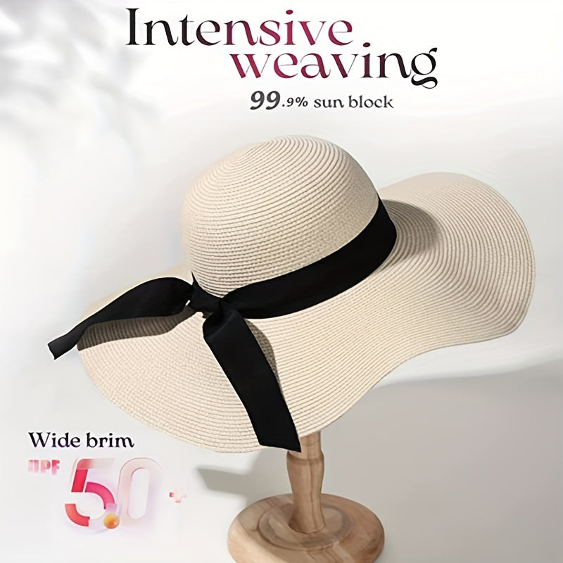 French Style Sun Hat Wide Brim Straw Beach Hats for Women