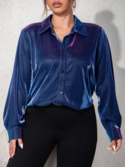Satin Party Shirt Women's Plus High Stretch Shirt