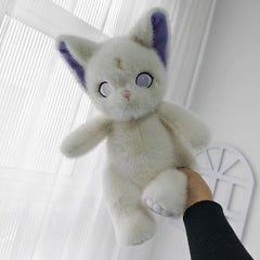 Soft Fluffy Witch Cat Plush Doll Magical Kitten Toy with Pastel Colors