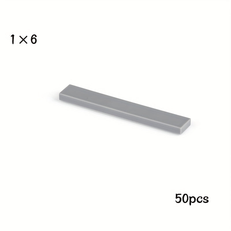 50pcs 1x6 Low Wall Flat Bricks for MOC 6636 Building Blocks
