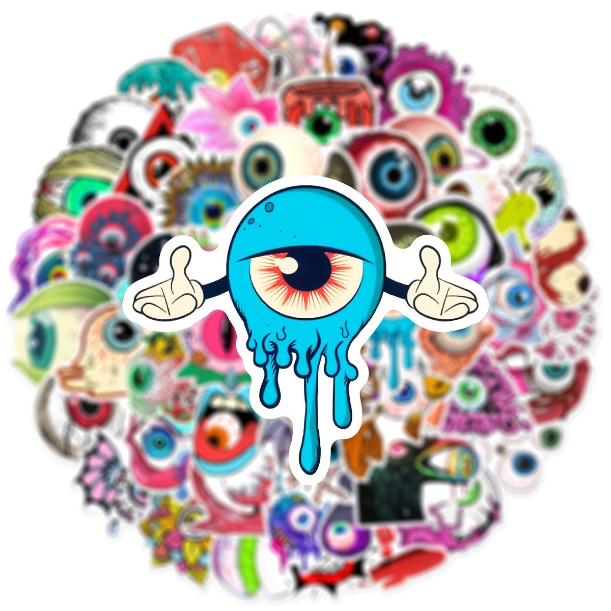 60pcs Horror Eyeball Doodle Stickers Waterproof DIY Creative Toy