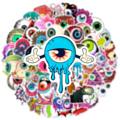60pcs Horror Eyeball Doodle Stickers Waterproof DIY Creative Toy