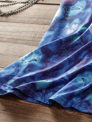 Butterfly Print Tank Top Round Neck Stretch Vest