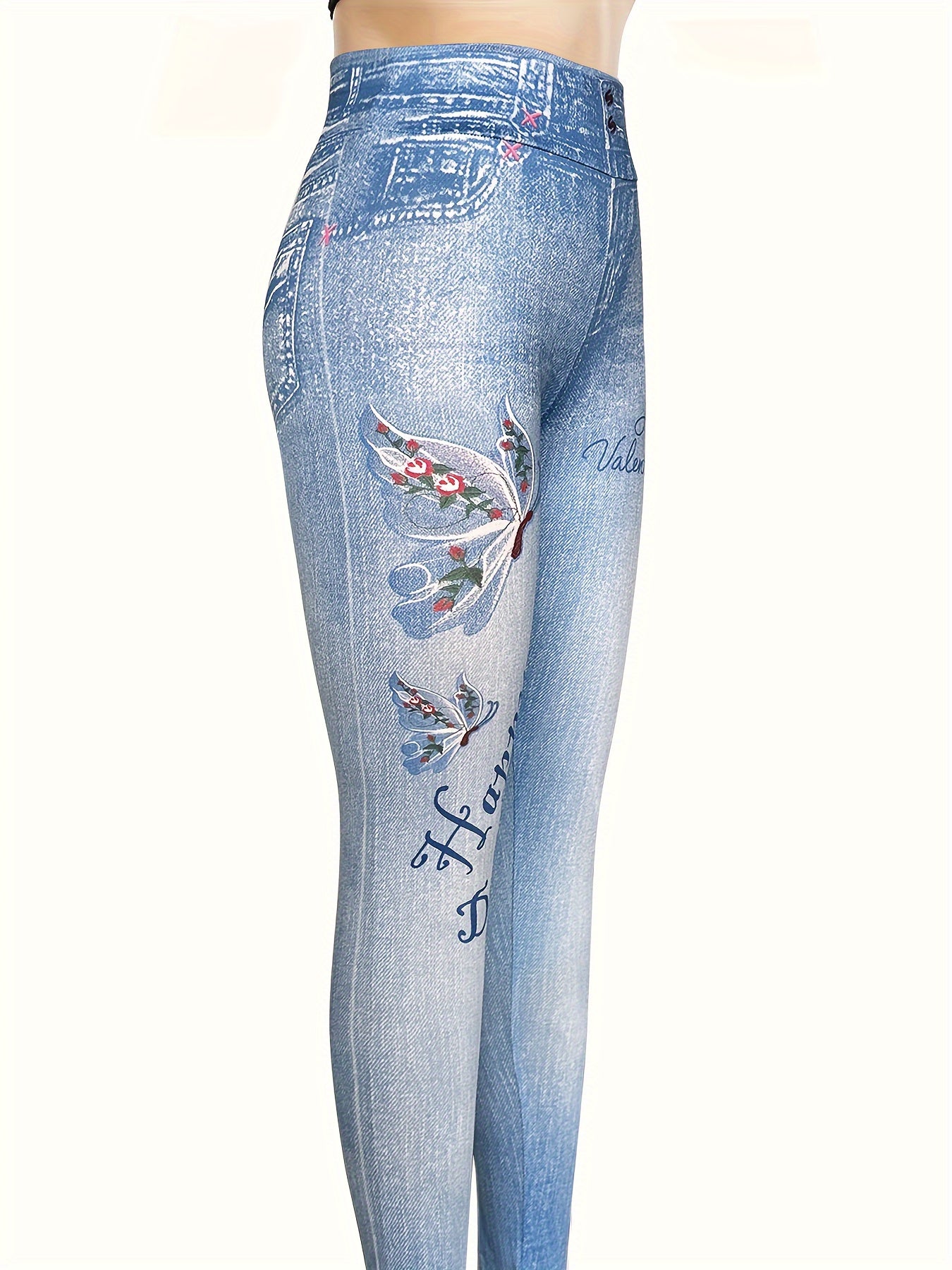Denim Butterfly Yoga Tight Pants Fitness Leggings