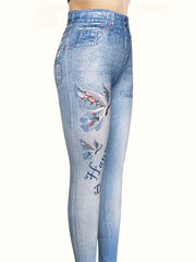 Denim Butterfly Yoga Tight Pants Fitness Leggings