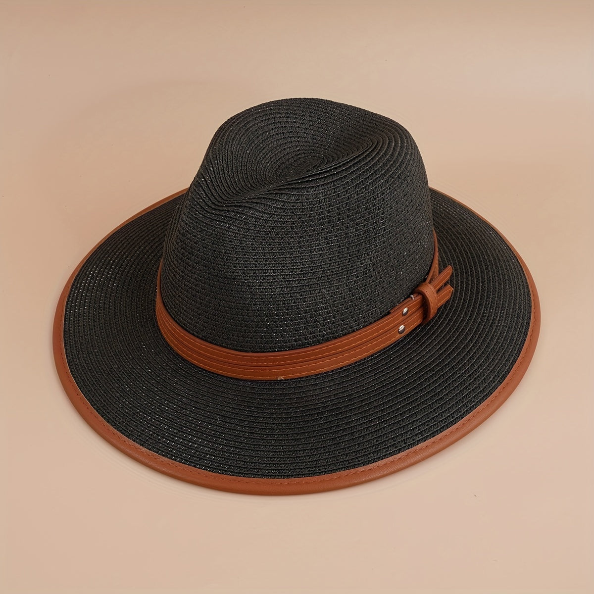 Straw Fedora Cap Plain Casual Jazz Hat Unisex Sunscreen Cowboy Hat