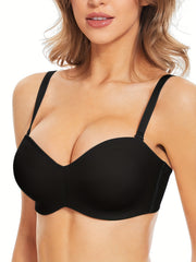 Solid Push Up Bra Comfy & Breathable Everyday Bra
