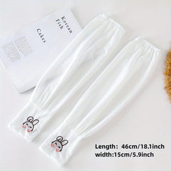 Rabbit Embroidery Ice Sleeve Elastic Loose UV Protection Long Sleeves