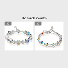 Colorful Transparent Square Rhombus Beaded Bracelet Holiday Gift For Girls