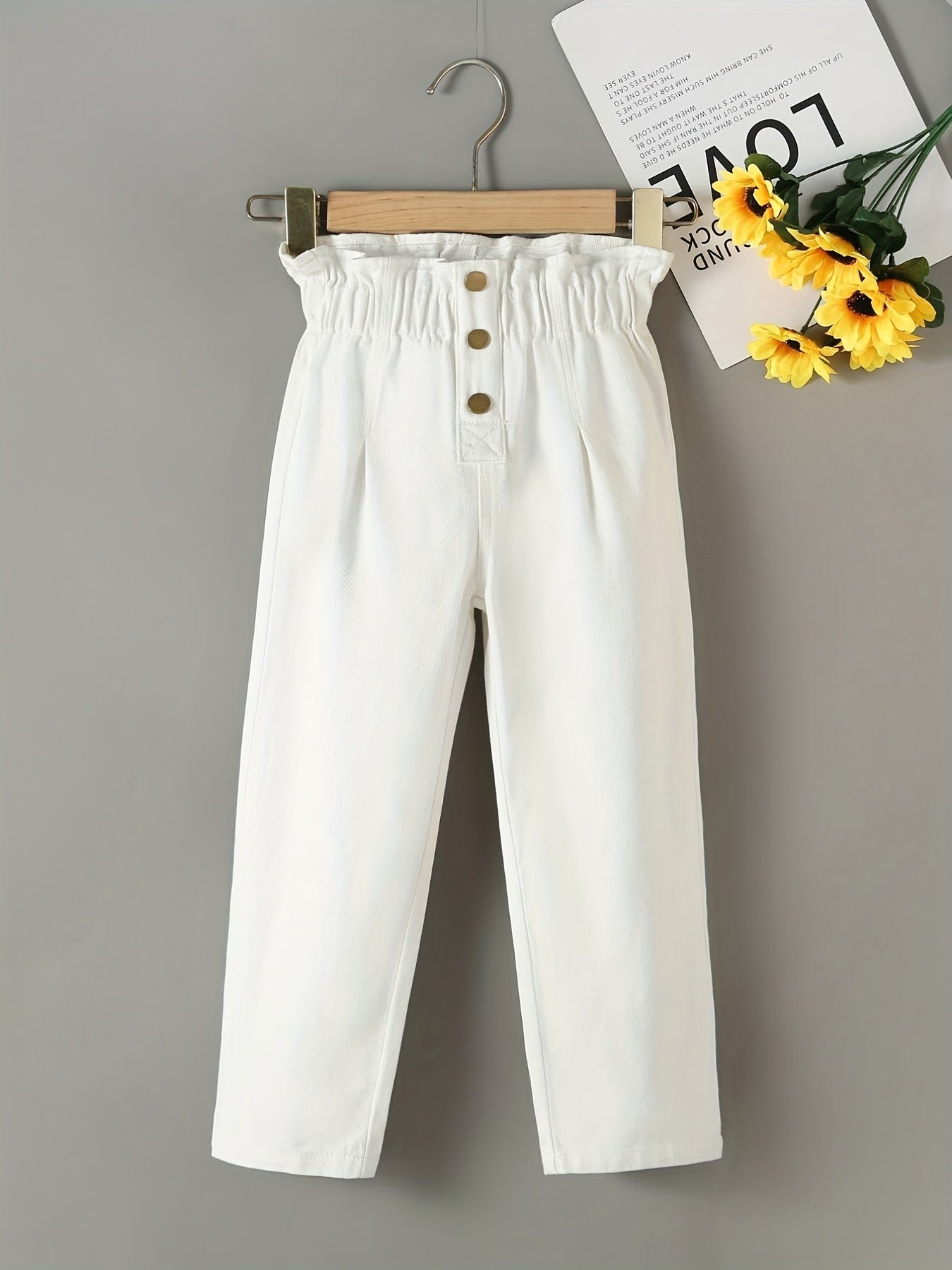 Girls Ruffle Paperbag Waist Pants for Casual Summer