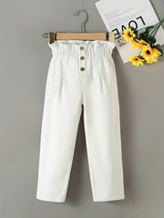 Girls Ruffle Paperbag Waist Pants for Casual Summer