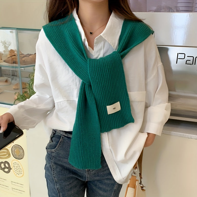 Knitted Long Sleeve Shawl Solid Casual Elastic Warm Wrap Windproof Cardigan