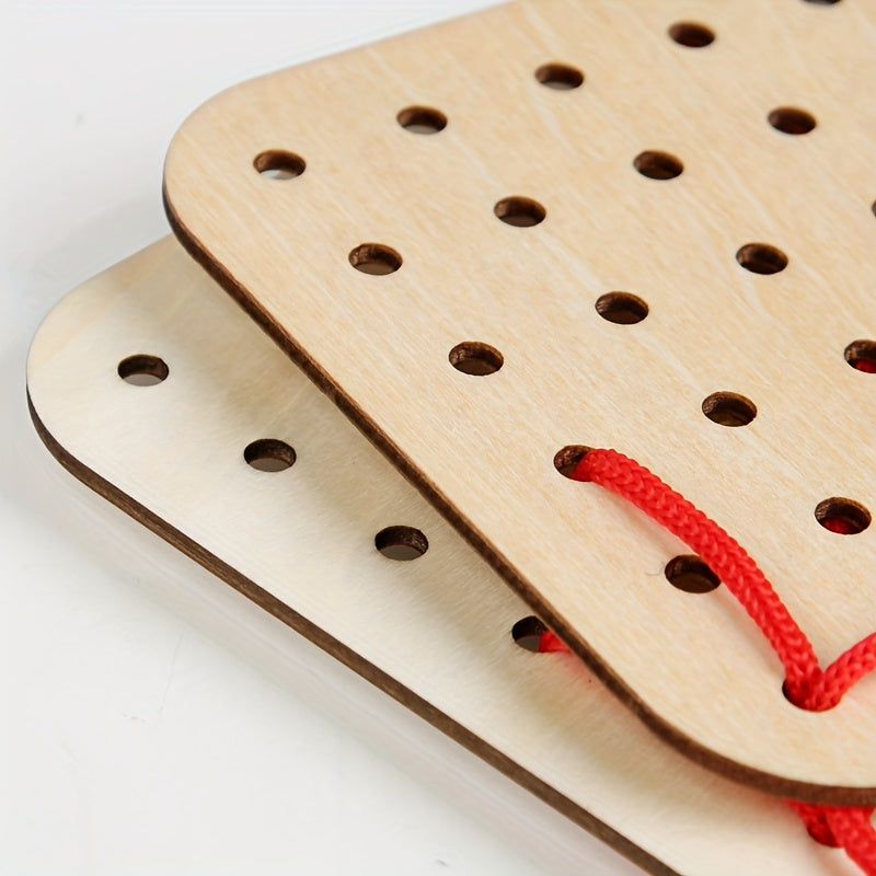 Wooden Rope Tying Game Board for Fun Learning