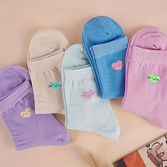 Heart Print Socks Women's Mid Tube Stockings