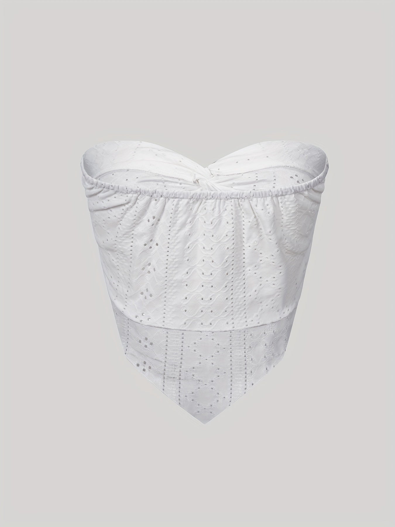 Eyelet Embroidered Strapless Top Summer Women's Clothing