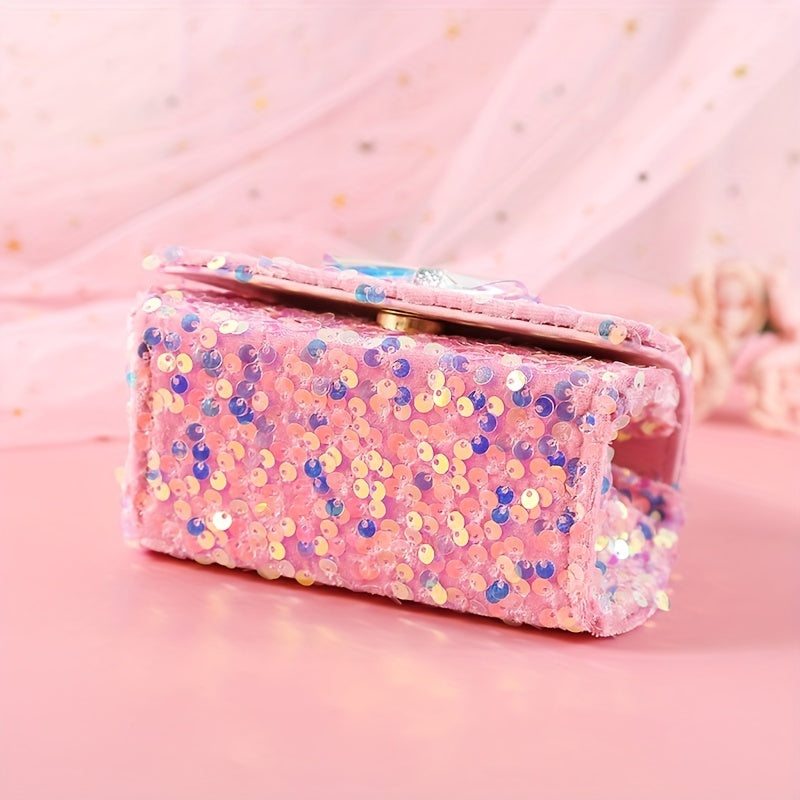 Kids Sequin Bow Crossbody Bag with Faux Pearl Decor