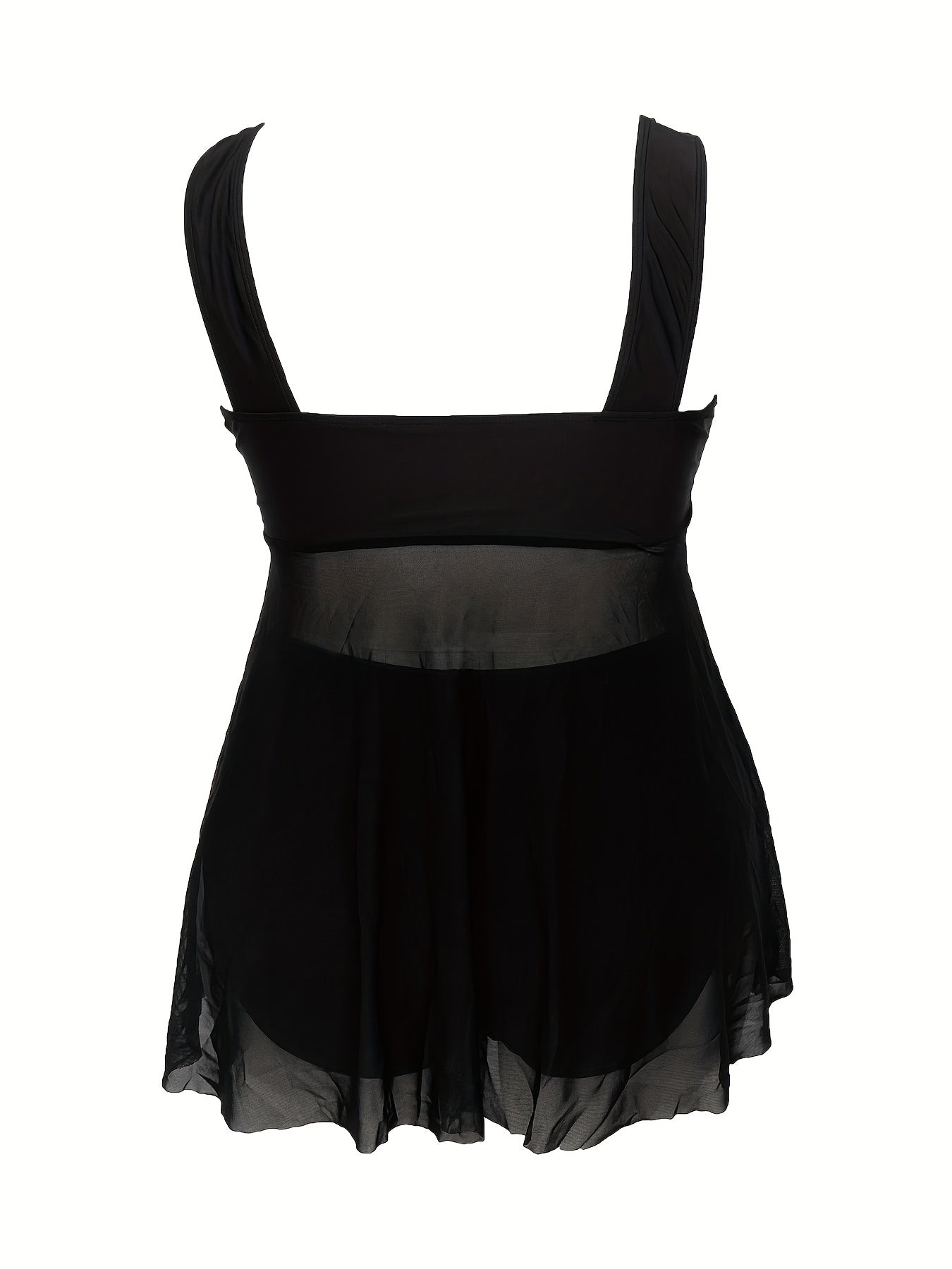 Contrast Mesh Tankini Set