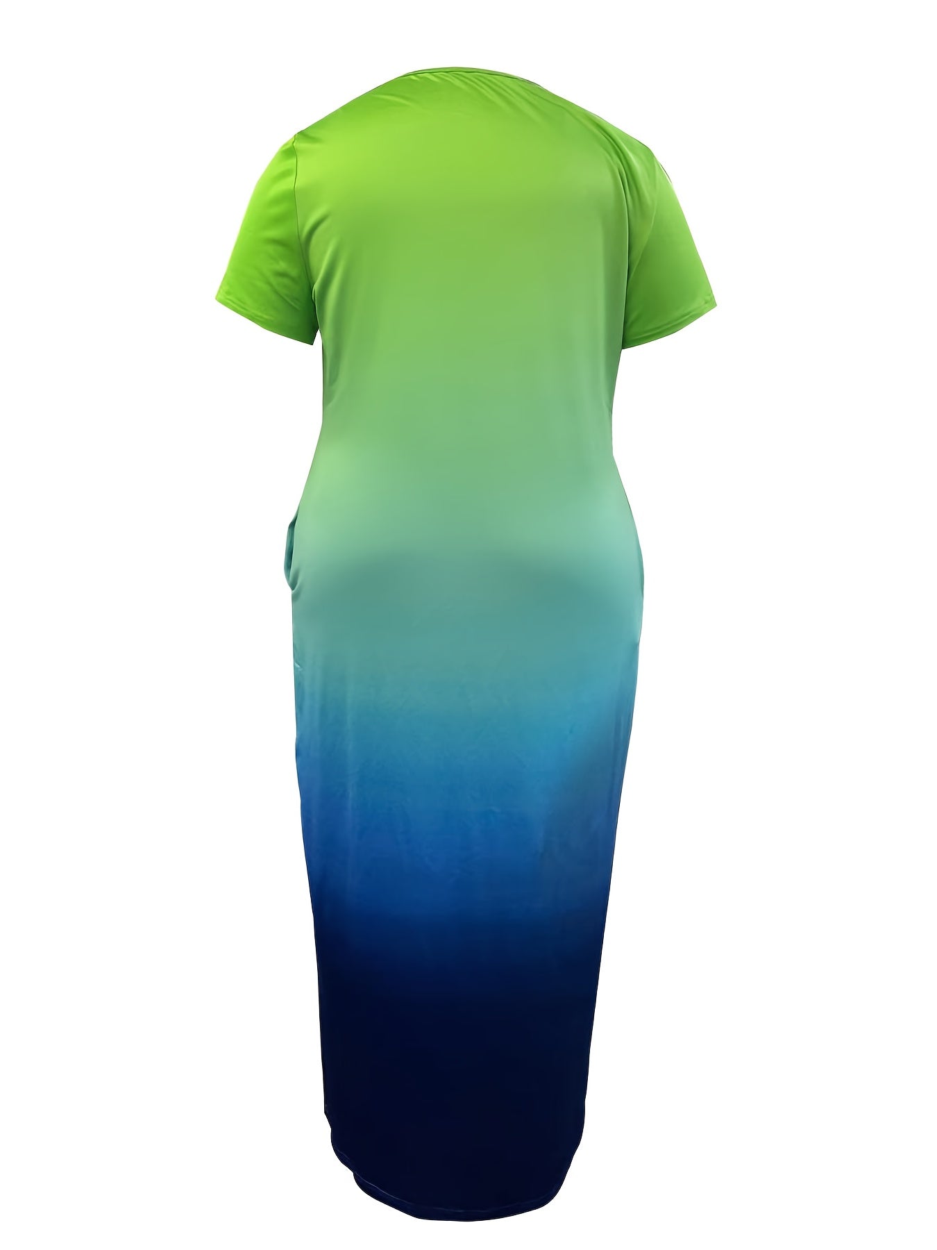 Ombre Print Short Sleeve V Neck Maxi Dress