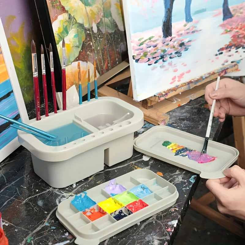 Zoylofg Wash Pen Bucket With Pen Holder & Painting Palette Lid
