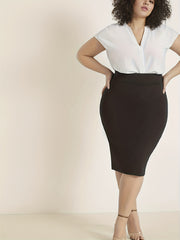 Plus Size Sexy Skirt Women's Plus Solid High Waist Bodycon Midi Pencil Skirt
