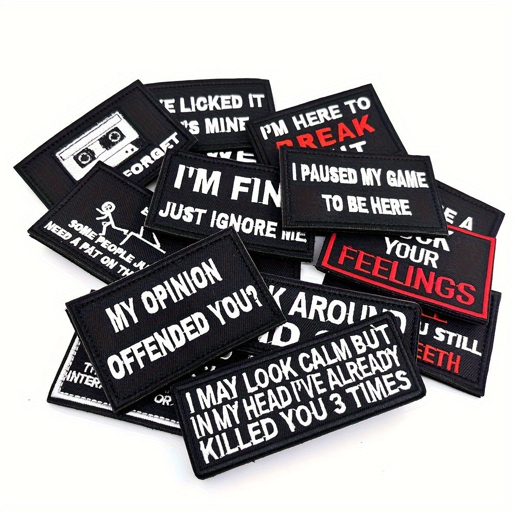 15pcs Embroidery Patches Applique Morale Patches for Vest Hat Jacket