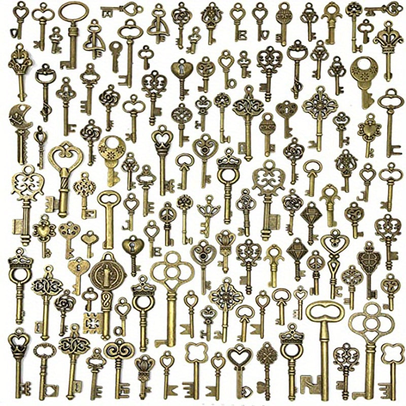 50 Pcs Vintage Skeleton Key Charm Set for Jewelry Making & Wedding Favors