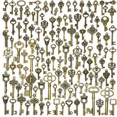 50 Pcs Vintage Skeleton Key Charm Set for Jewelry Making & Wedding Favors