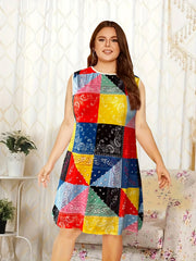 Paisley & Geo Print Round Neck Tank Nightdress