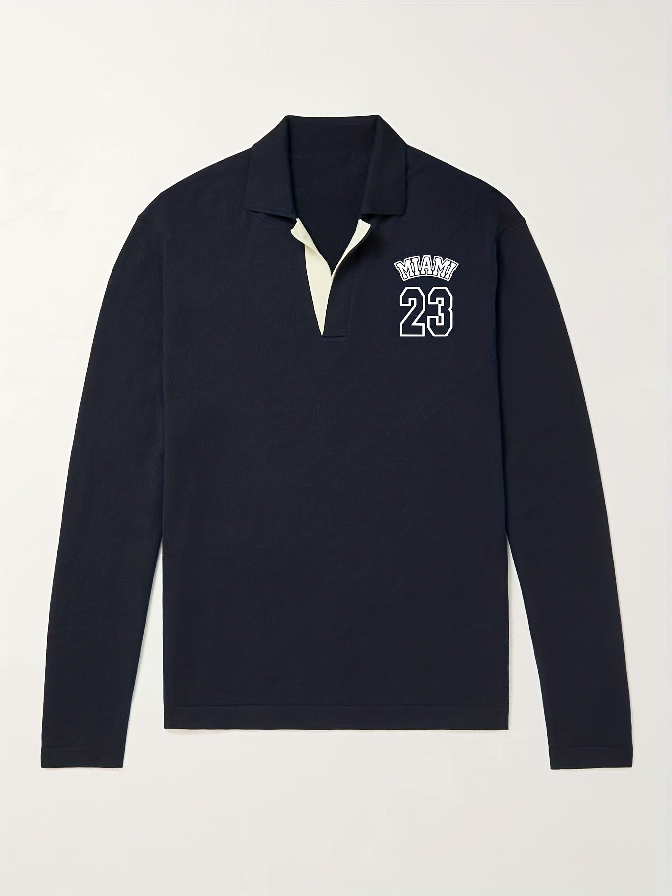 Miami 23 Knit Polo Shirt Men's V Neck Pullover Sweater