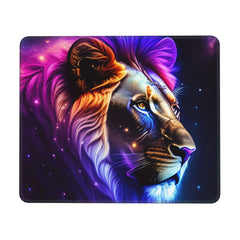Lion Head Pattern Square Mouse Pad 20x24cm Rubber Border Slide Mouse Pad