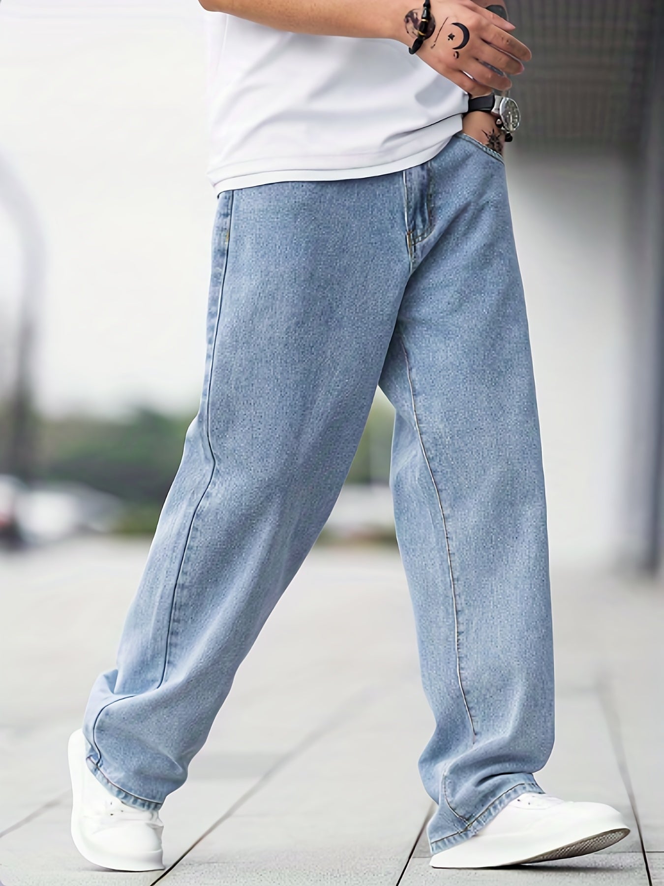 Men's Wide Leg Jeans Casual Street Style Denim Pants