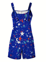 Sunflower Print Tie Front Tank Jumpsuit