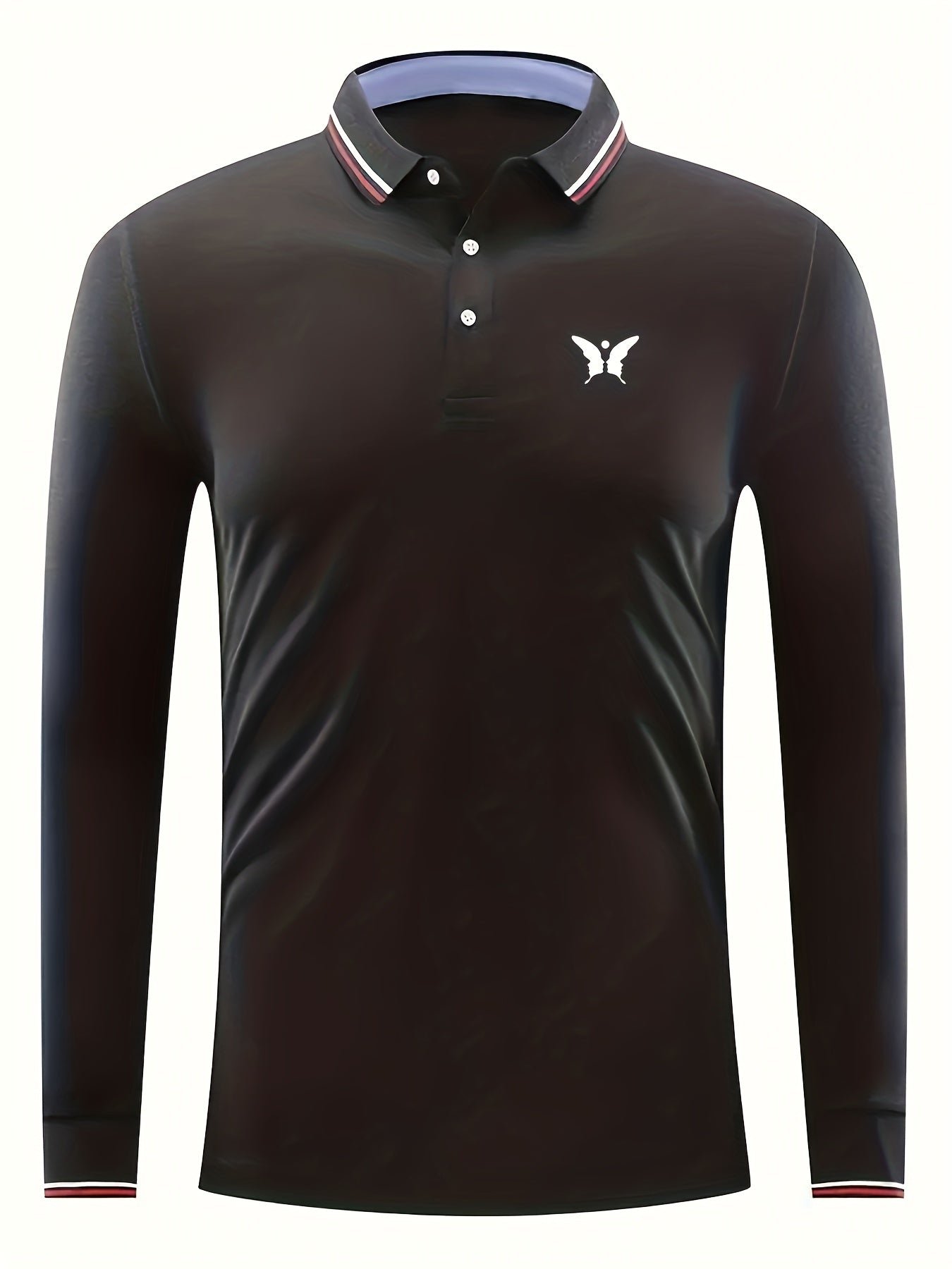 Men's Butterfly Print Casual Long Sleeve Polo Shirt