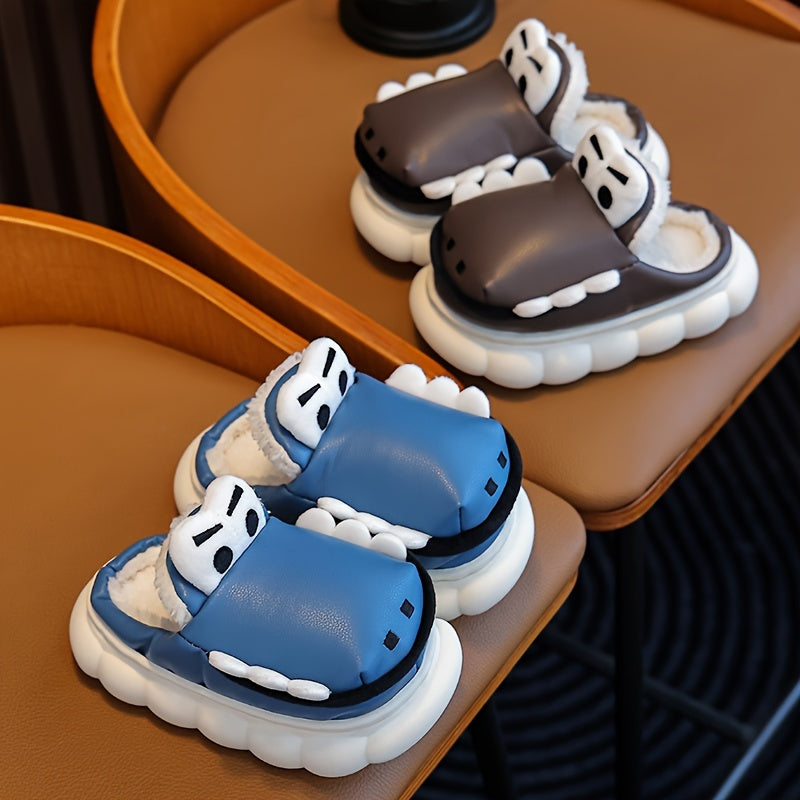 Boys Cartoon Slip On Fleece House Shoes