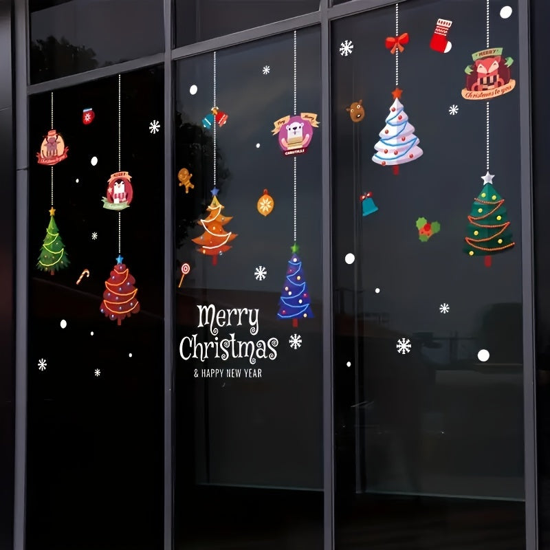 Christmas Tree Stickers Ornaments Cartoon Animal Transparent Wall Stickers